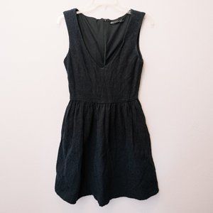 Chic Trafaluc by Zara Deep V Fit and Flare Dress with Black Lace Detail